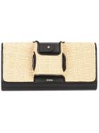 Perrin Paris Woven Clutch, Women's, Black, Leather/ramie