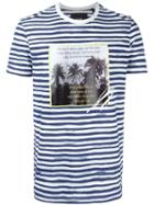 Blood Brother Palm Tree Print Striped T-shirt, Men's, Size: Large, Cotton