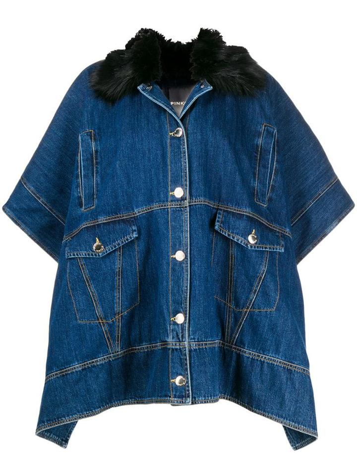 Pinko Single-breasted Cape Coat - Blue