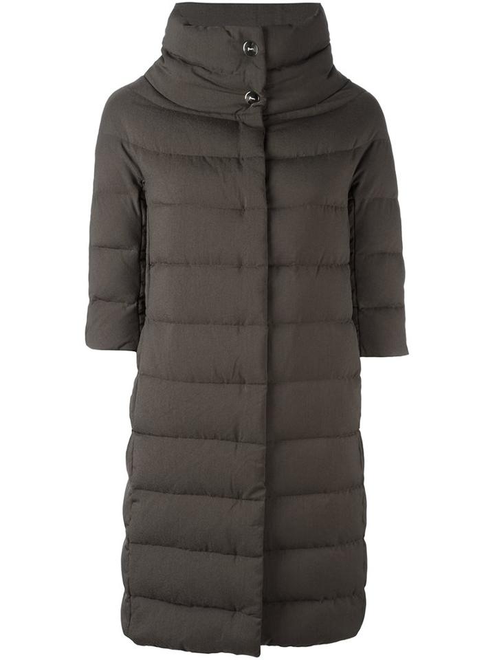 Herno Knitted Half Sleeves Jacket, Women's, Size: 44, Brown, Polyamide/feather Down