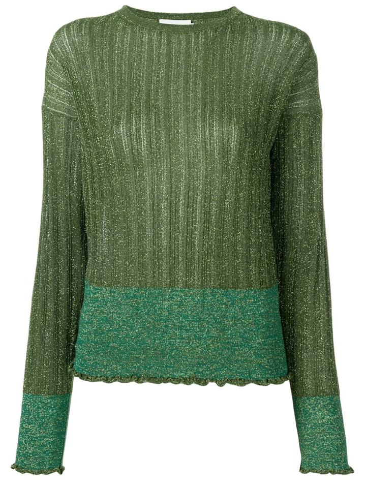 L'autre Chose Two-toned Lurex Pullover - Green