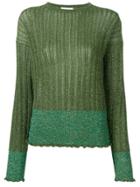 L'autre Chose Two-toned Lurex Pullover - Green