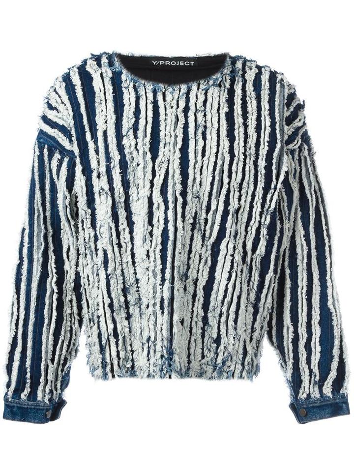 Y / Project Frayed Denim Sweatshirt, Men's, Size: 46, Cotton/polyamide/spandex/elastane
