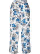 Erika Cavallini Cropped Floral Print Trousers - White