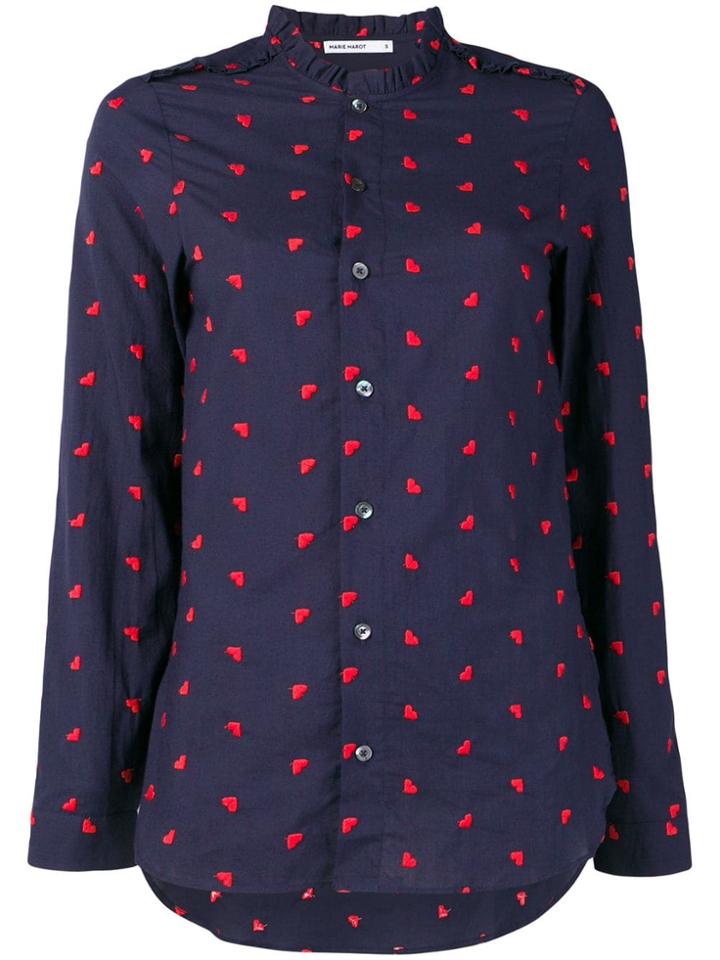 Marie Marot Diana Heart Embroidered Shirt - Blue