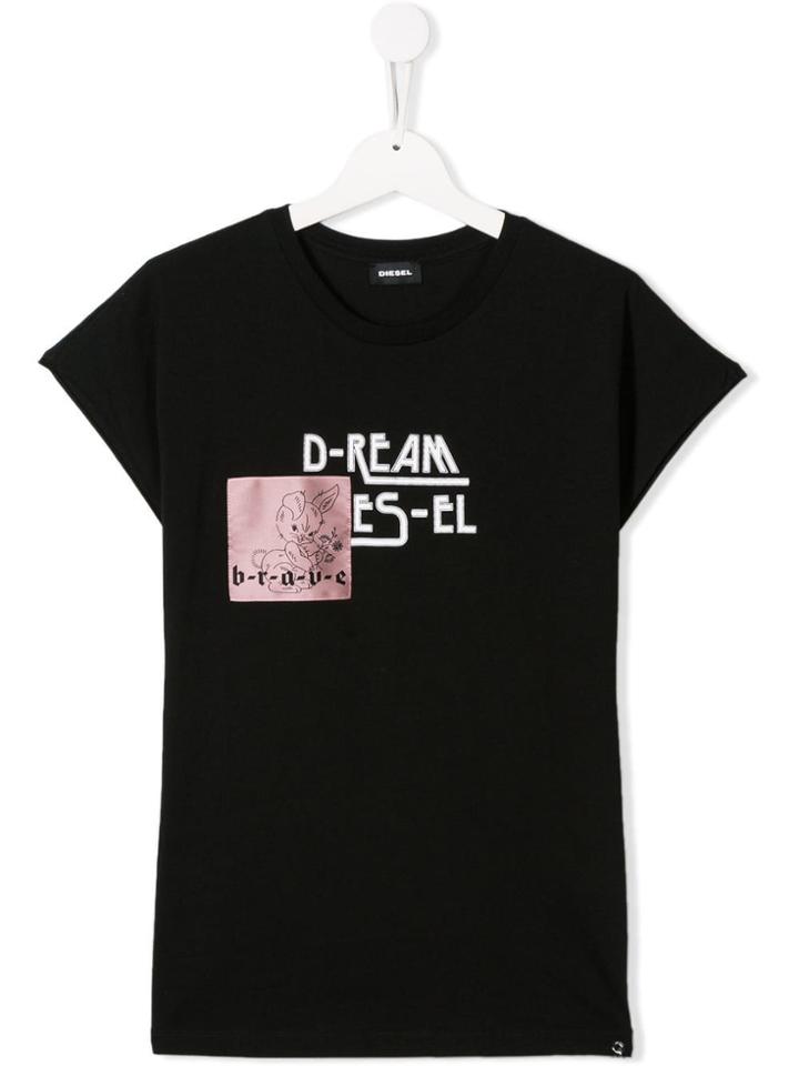 Diesel Kids Patched T-shirt - Black