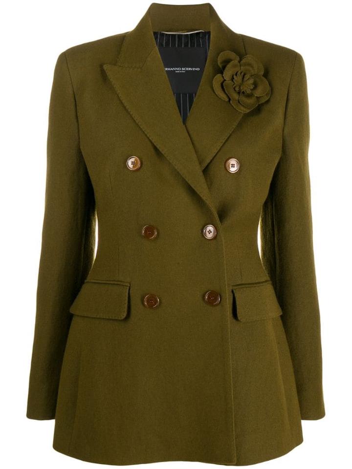 Ermanno Scervino Double-breasted Pin Detail Blazer - Green