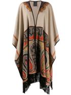 Etro Fringed Paisley Poncho - Neutrals