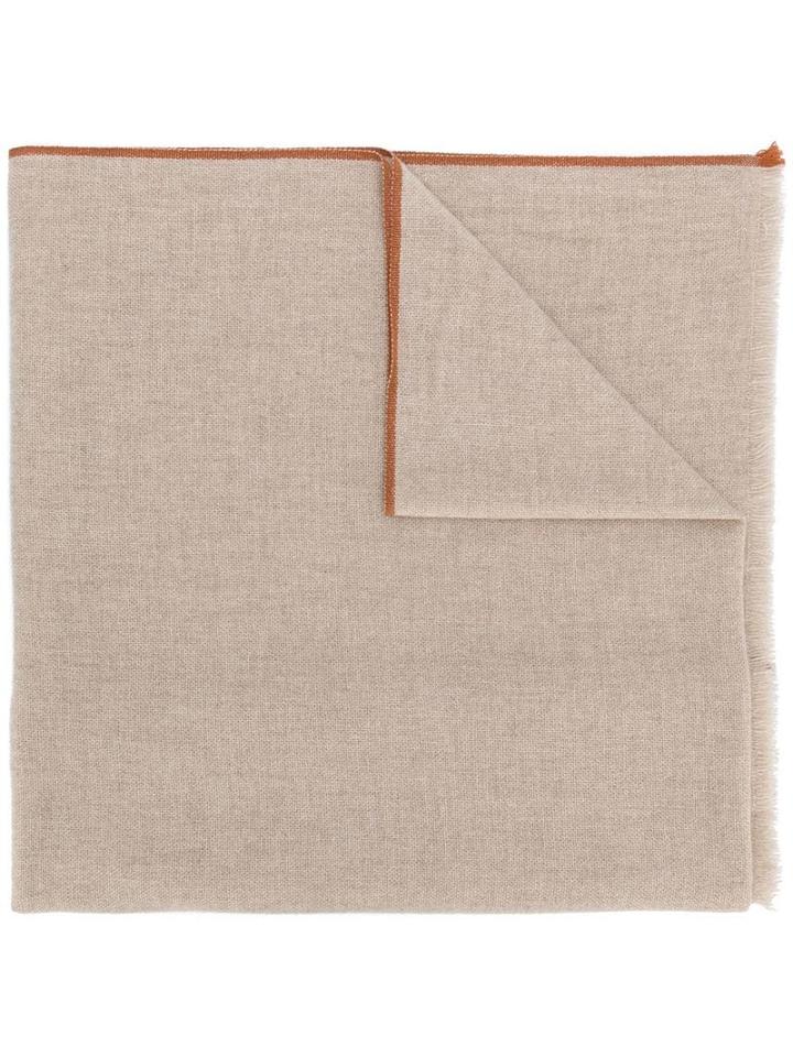 Eleventy Stripe Hem Scarf - Neutrals