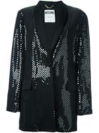 Moschino Sequin Embellished Tuxedo Jacket, Women's, Size: 46, Black, Silk/polyester