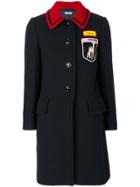 Miu Miu Badge Patch Buttoned Coat - Blue