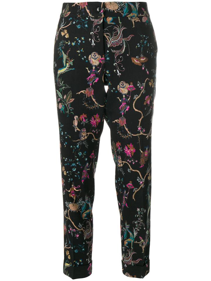 Etro Embroidered Cropped Trousers - Multicolour