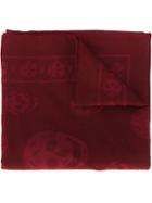 Alexander Mcqueen 'skull' Scarf, Men's, Red, Cotton/wool