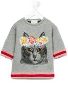 Gucci Kids Cat Print T-shirt, Girl's, Size: 8 Yrs, Green