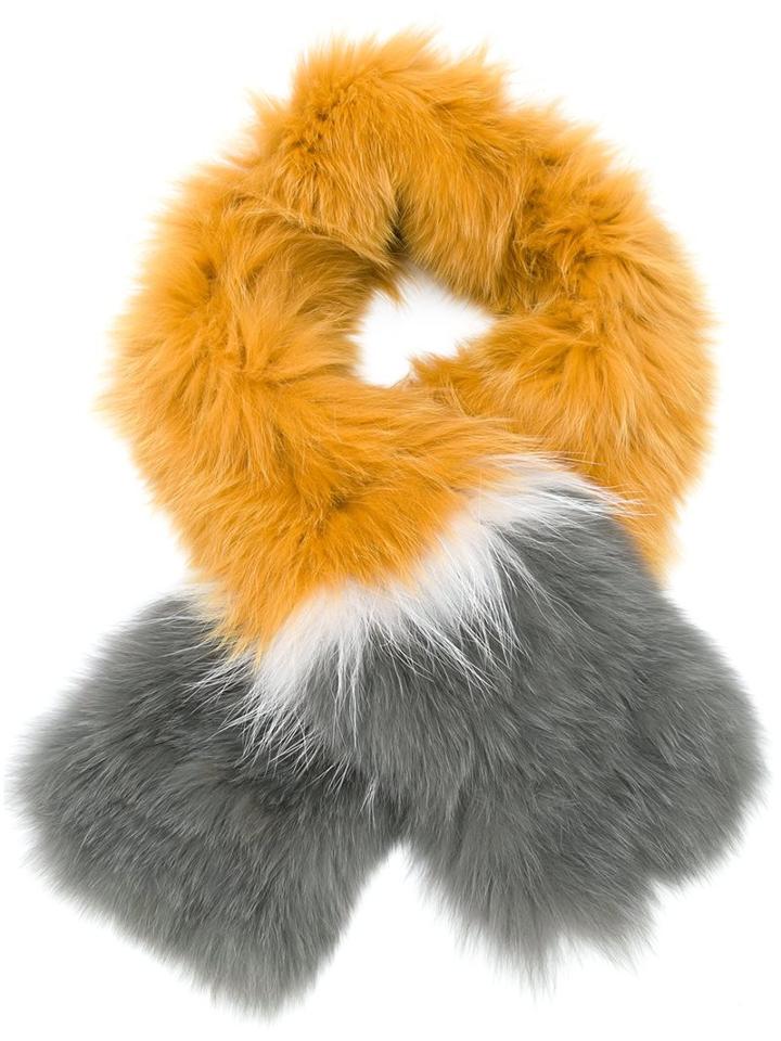 Yves Salomon Colour Block Fur Scarf