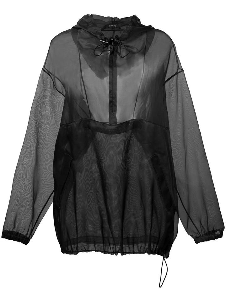 Maison Margiela Sheer Loose Fit Hoody, Women's, Size: 40, Black, Silk