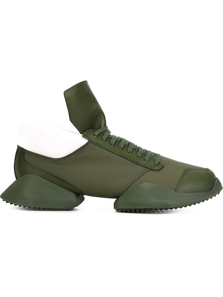 Rick Owens Rick Owens X Adidas Ro Runner Sneakers, Men's, Size: 7.5, Green, Leather/neoprene/rubber