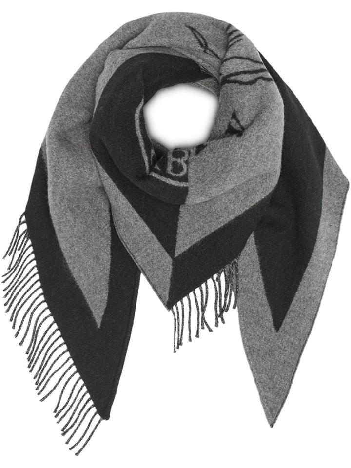 Burberry The Burberry Bandana In Crest Detail Wool Cashmere - Grey