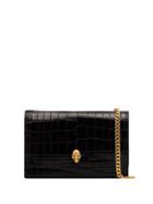 Alexander Mcqueen Mini Skull Croc-effect Cross-body Bag - Black