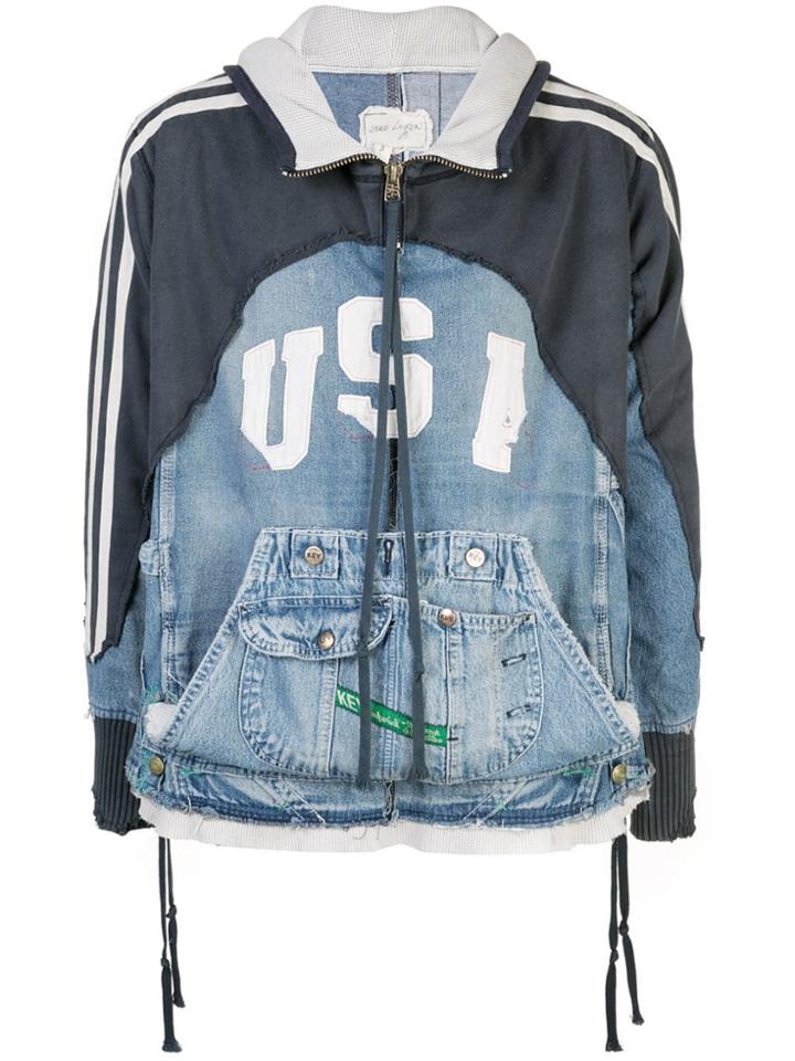 Greg Lauren Front Zipped Jumper - Blue