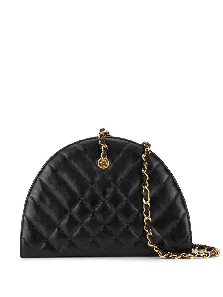Chanel Pre-owned 85-93s Semi Circle Chain Bag - Black