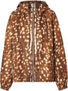 Burberry Deer Print Nylon Hooded Jacket - Brown