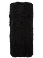Yves Salomon Accessories Long Fuzzy Gilet, Women's, Size: 38, Black, Silk/polyester/lamb Fur