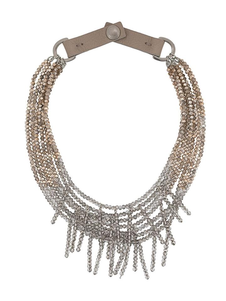 Peserico Layered Fringe Necklace - Neutrals