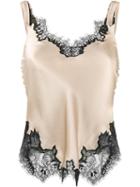 Helmut Lang Lace-trimmed Slip Top, Women's, Size: Large, Nude/neutrals, Viscose/silk/nylon/polyester