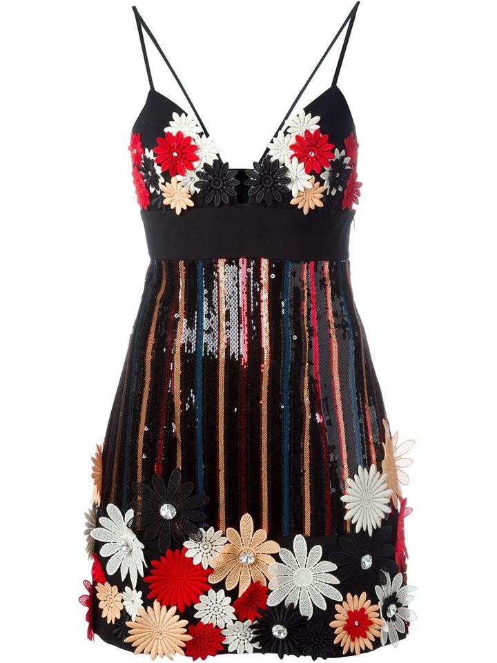 Emanuel Ungaro Flower Appliqué Sequinned Mini Dress