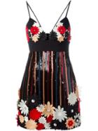Emanuel Ungaro Flower Appliqué Sequinned Mini Dress