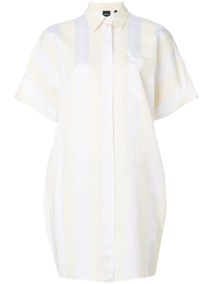 Aspesi Striped Shirt Dress - White