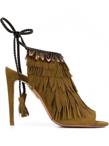 Aquazzura Fringe And Feather 'pocahontas' Sandals