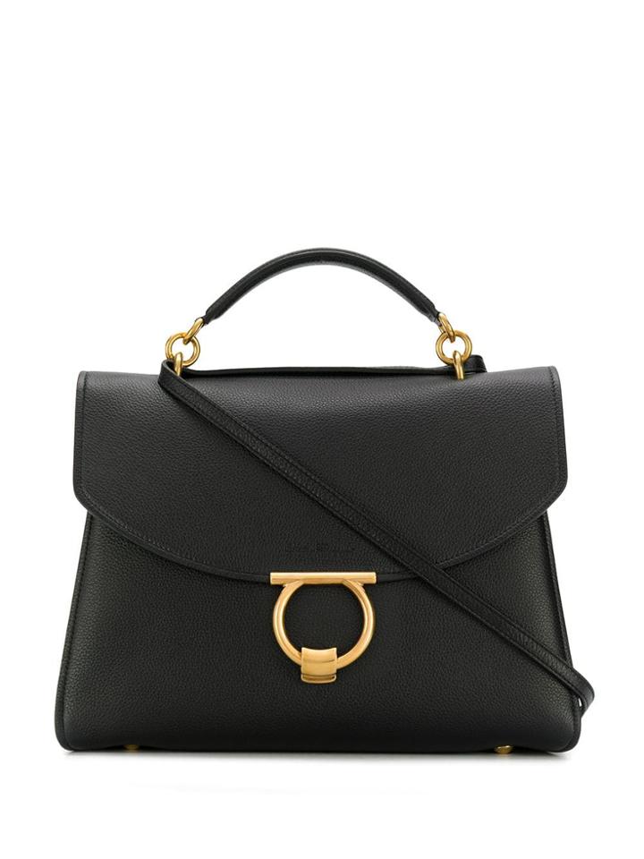 Salvatore Ferragamo Gancio Buckle Shoulder Bag - Black