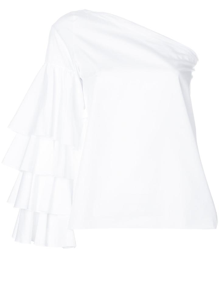 Jour/né Dolce Ruffle Sleeve Asymmetric Top - White