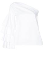 Jour/né Dolce Ruffle Sleeve Asymmetric Top - White