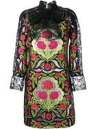 Gucci Floral Brocade Lace Dress, Women's, Size: 40, Black, Polyester/cotton/silk/silk