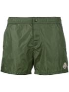 Moncler - Logo Plaque Swimming Trunks - Men - Polyamide/polyester - Xl, Green, Polyamide/polyester