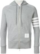 Thom Browne Classic Full Zip Hoodie With Engineered 4-bar Stripe In