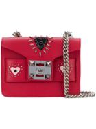 Salar Stud Embellished Foldover Bag - Red