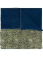Al Duca D'aosta 1902 Embroidered Floral Scarf, Men's, Blue, Linen/flax/cotton/silk
