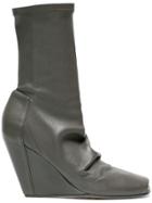 Rick Owens Leather 80 Wedge Boots With Open Toe - Grey