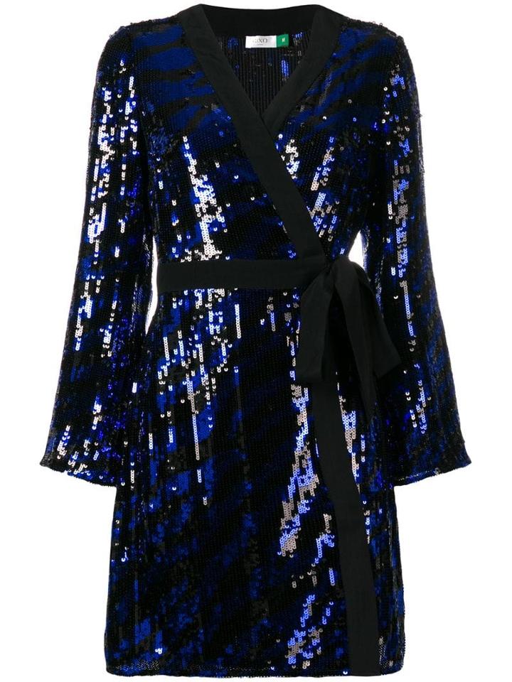 Rixo Maria Mini Wrap Dress - Blue