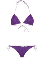 Oseree Lumière Lurex Triangle Bikini - Pink & Purple