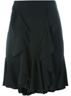 Lanvin Ruffled Skirt, Women's, Size: 36, Black, Spandex/elastane/viscose