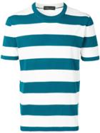 Roberto Collina Knitted Striped T-shirt - Blue