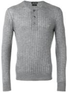 Tom Ford Superfine Long Sleeved Henley, Men's, Size: 52, Grey, Cashmere/silk
