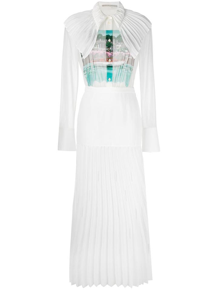 Marco De Vincenzo - Pleated Detail Maxi Dress - Women - Polyester - 46, White, Polyester