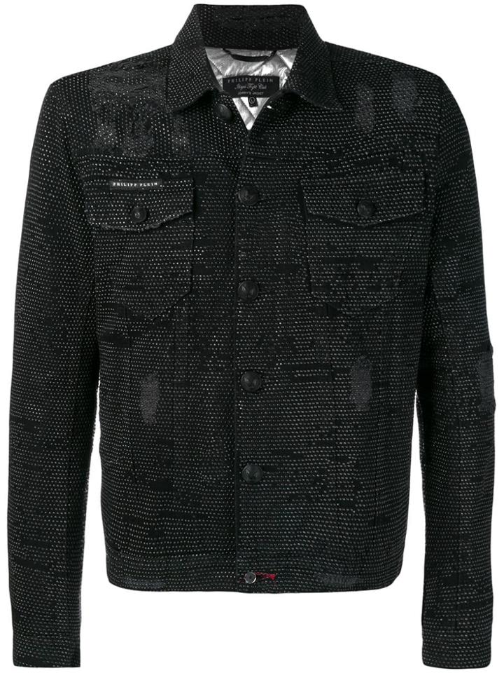 Philipp Plein Micro-studded Denim Jacket - Black