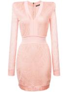 Balmain Structured Shoulder Dress - Pink & Purple